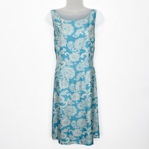 Vtg‎ Ann Taylor Dress Womens 4 Blue Floral Silk Preppy Classic Feminine Church